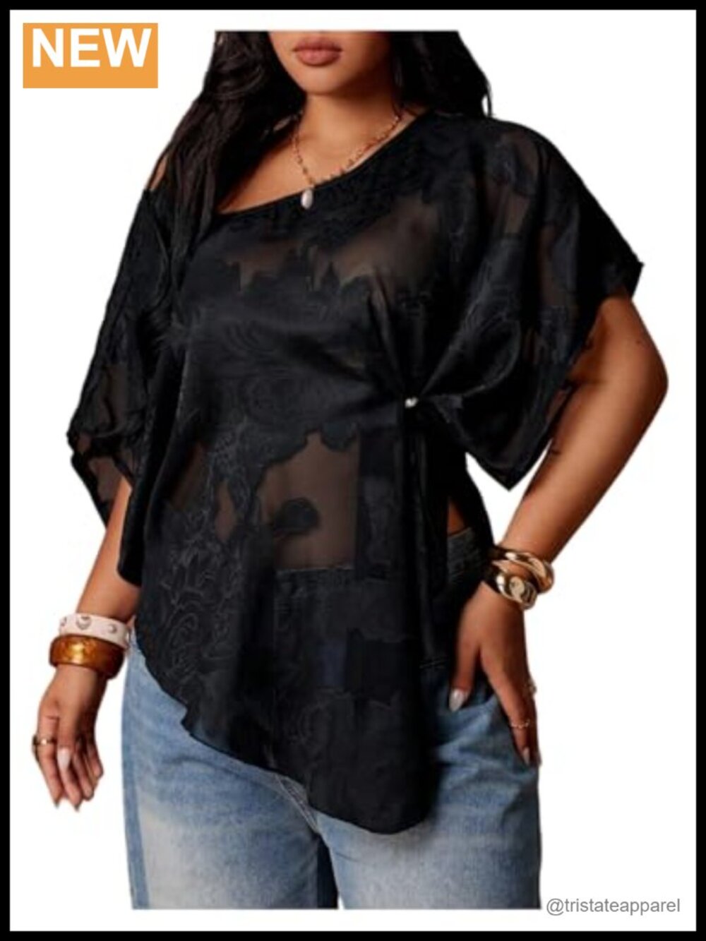Plus Size Mesh Off Shoulder Chiffon Blouse Short Sleeve Asymmetrical Summer Top